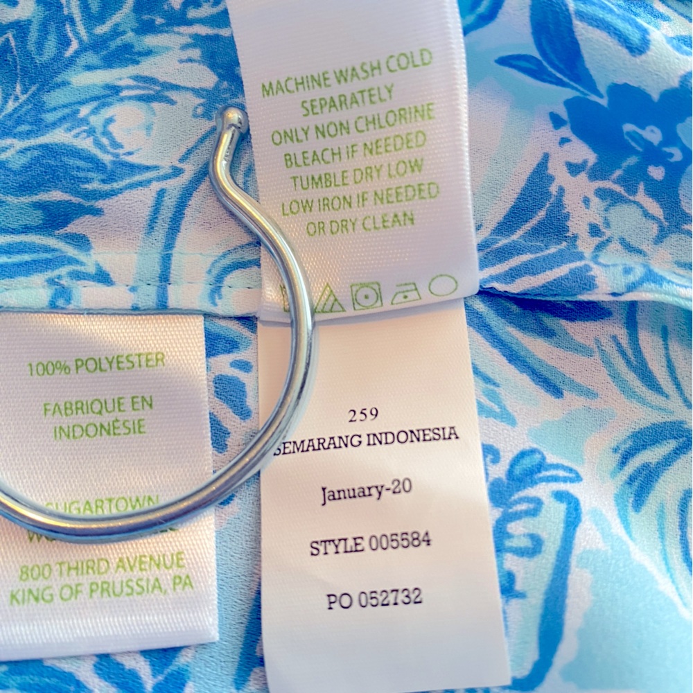 NWT Lilly Pulitzer Blue and White Colby Top in Toile Me About It, XXS - Picture 8 of 12
